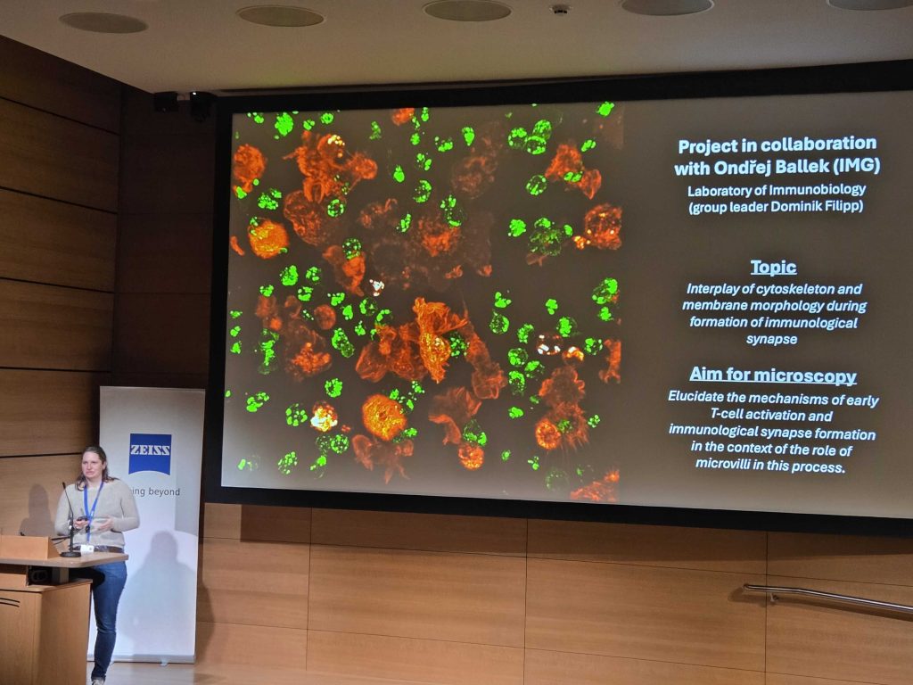 Woman making a scientific presentation.