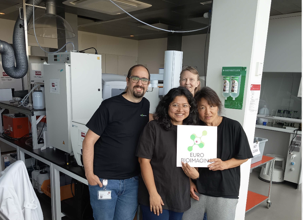 Team members with Euro-BioImaging T-shirt