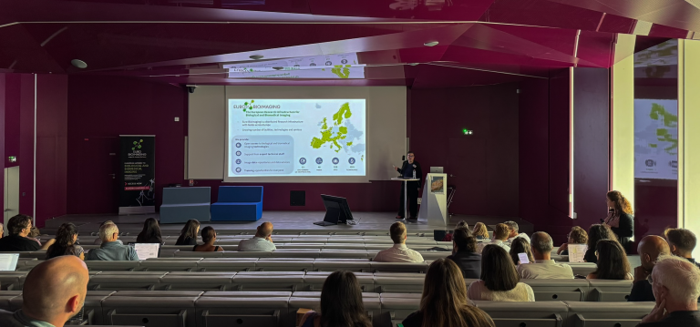 Woman presenting at a conference.