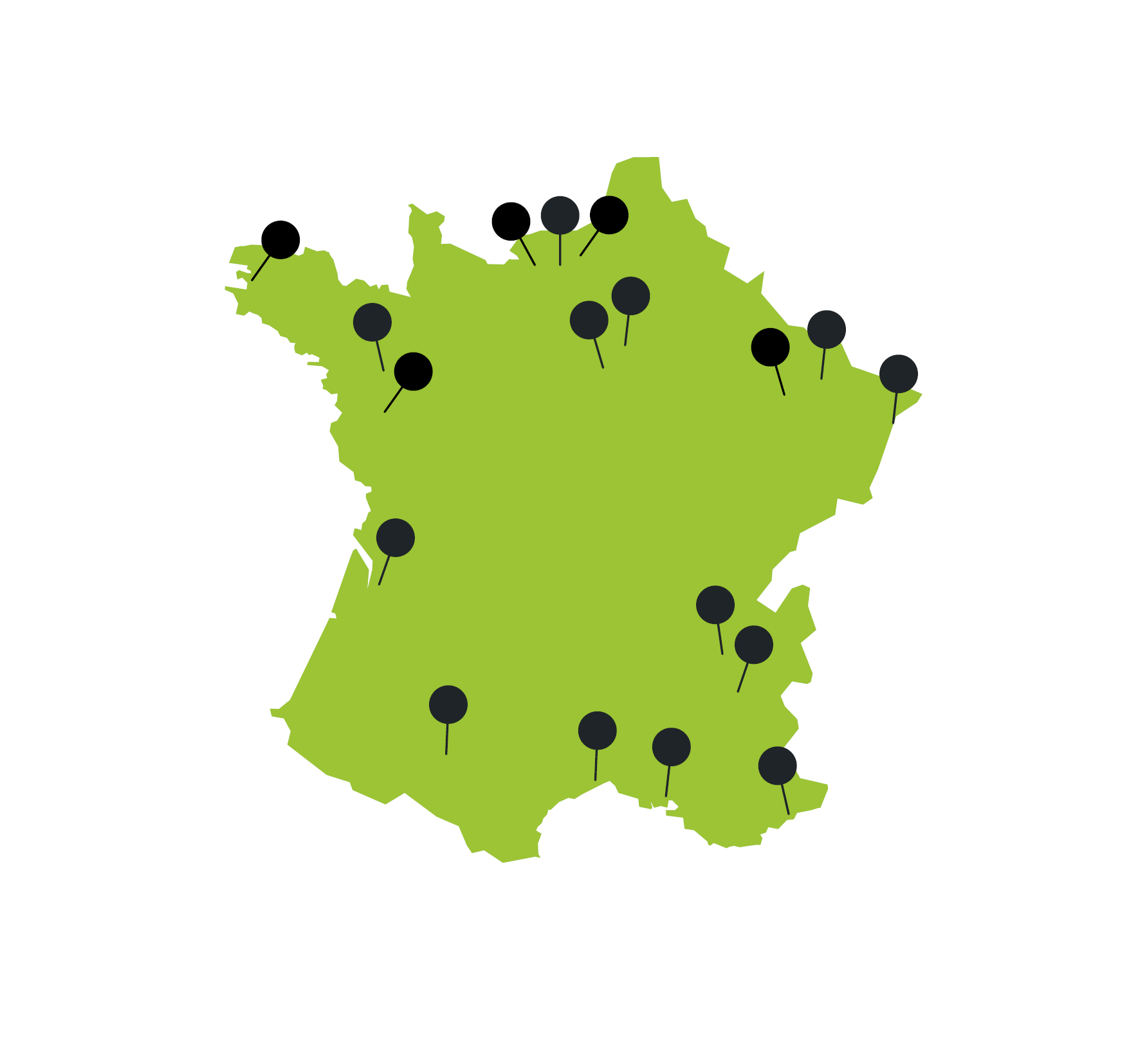 Map of facilities in France (FBI and FLI) - end of 2025/early 2026