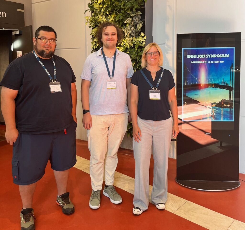The Euro-BioImaging Hub Team was represented at BNMI 2025 by Claudia Pfander, Strategic Business Developer & Industry Board Coordinator, Camilo Guzmán, Scientific Officer - Quality Management of Biological Imaging, and our Scientific Ambassador, Bruno Stojcic, KTH Royal Institute of Technology/ SciLifeLab.
