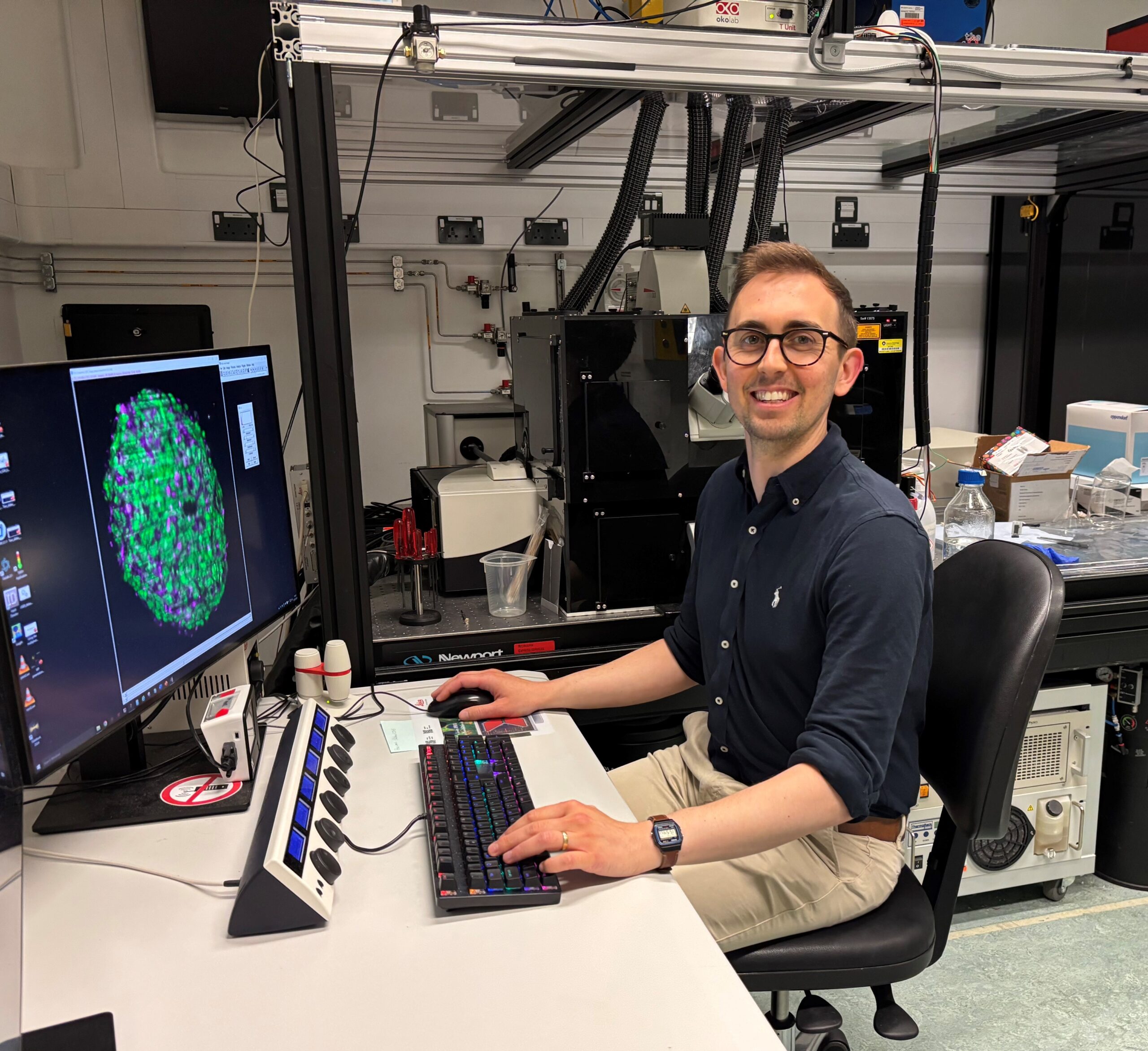Robert Lees is an expert in multiphoton and lightsheet microscopy based at the Octopus Facility in Harwell, part of Euro-BioImaging’s UK Node.