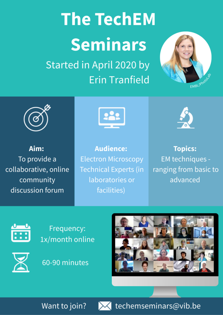 A poster presenting the TechEM Seminar series.
