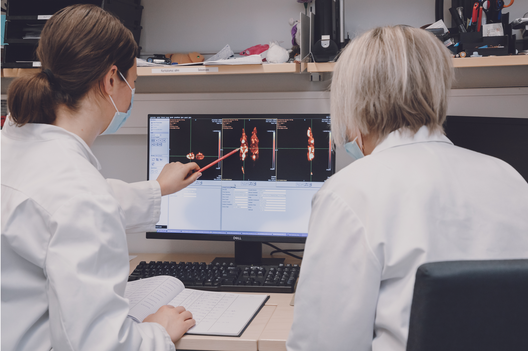 Women at FiBI Node of Euro-BioImaging analysing data.