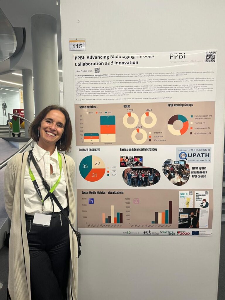 Luisa Cortes shares information about the PPBI  Node at the poster session. Photo borrowed from PPBI LinkedIn.