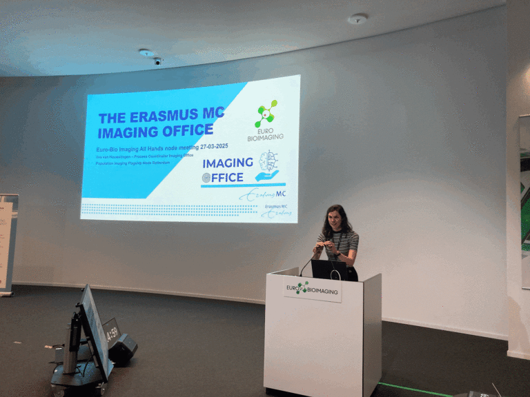 Ilva van Houwelingen presents the range of image data analysis and management services available at the Population Imaging Rotterdam Node.